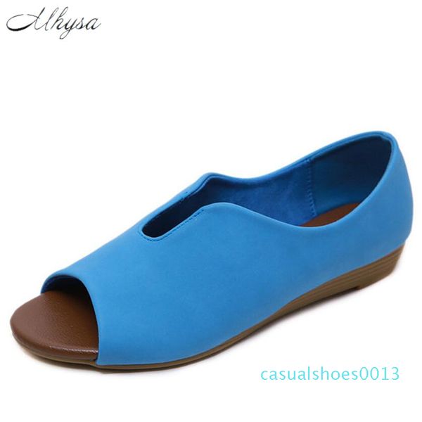 

2020 summer sandals women simple pu leather women shoes peep toe wedges comfortable sandals female sandalia feminina size 36-42 c13, Black