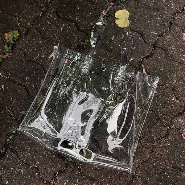 

fggs-casual totes women pvc handbags transparent beach bags summer shopping bags ladies shoulder bag open handbag