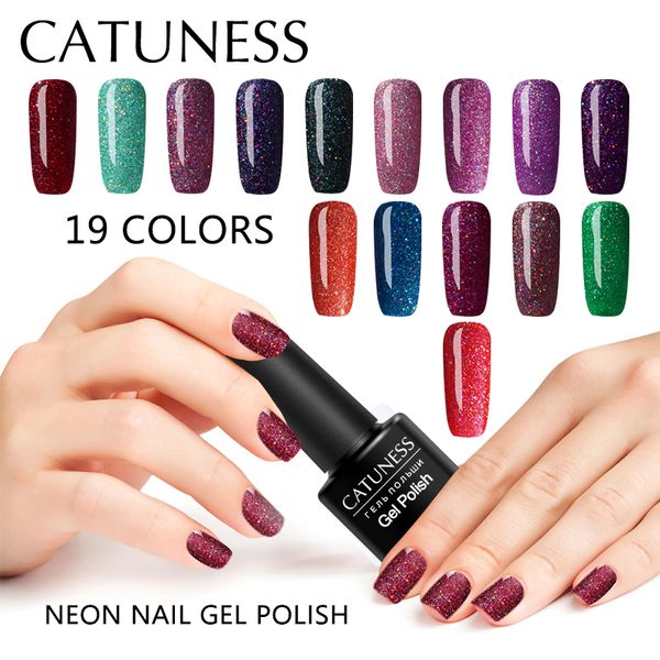 

catuness gel polish long lasting gel lacquer diy hybrid 3d nail art decorations colorful neon uv nail polish soak off withe, Red;pink