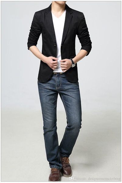 

mens spring designer jacket lapel neck long sleeve solid color homme coats fashion single breasted male clothing, Black;brown