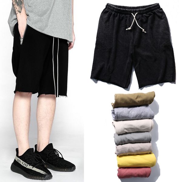 

страх божий шорты мужчины женщины моды летней страх бог fog tracksuit jogger tearing design hip hop fear of продвижение бог shorts, White;black