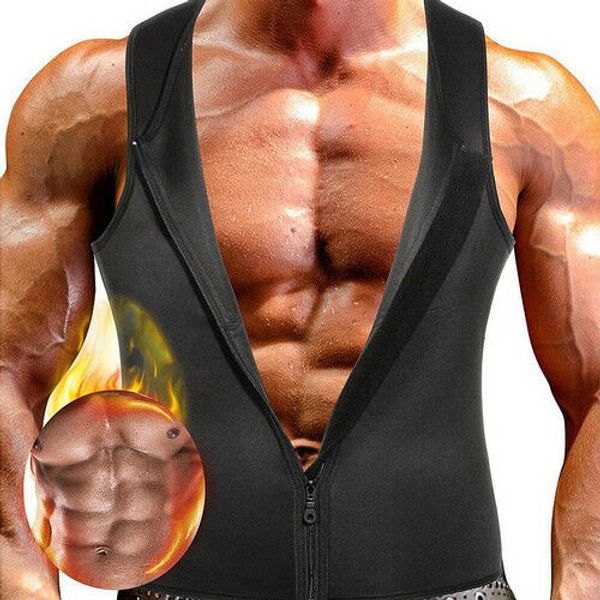 

men's compression slimming shapewear t shirt vest for waist chest trainer fat burner shapewear neoprene vest sweat shirt, Black;brown