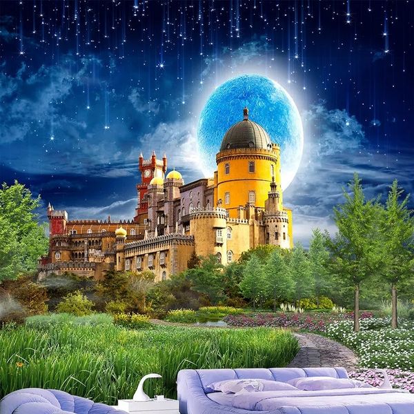 

home decor custom large mural 3d wallpaper cartoon fantasy fairytale world castle child bedroom mural tv back wall decor deep 5d embossed