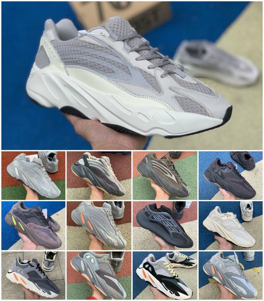 

700 wave runner kanye west carbon teal blue solid grey vanta inertia static running shoes magnet tephra mauve men designer shoes sneakers, Black