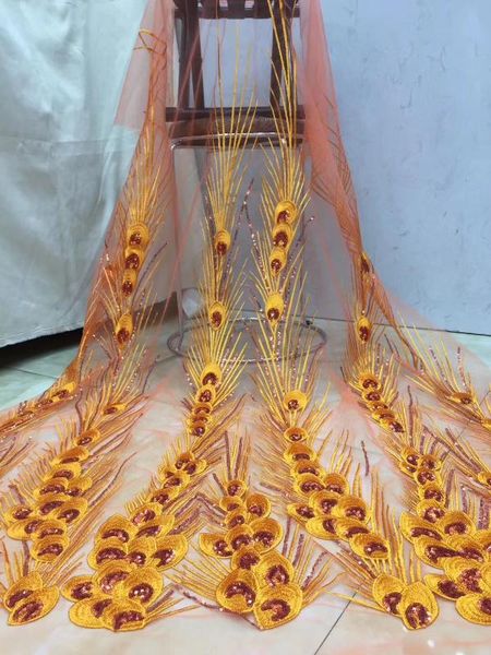 

the latest african sequined lace fabric 2020 high-quality lace fabric french nigerian wedding dress d3618, Pink;blue