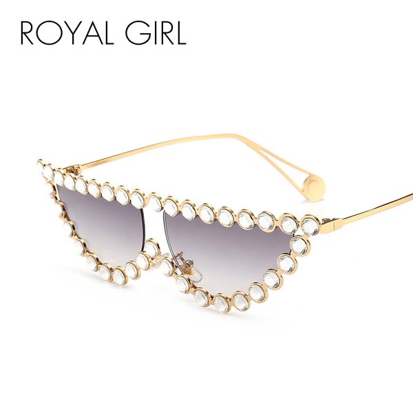 

royal girl luxury sunglasses women 2020 new fashion cat eye sun glasses female diamond flat eyewear uv400 ss693, White;black