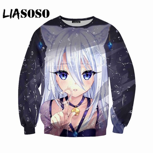 

liasoso 2019 new men and women sweatshirt anime re zero sweatshirt 3d color print long sleeve brand clothing m053, Black