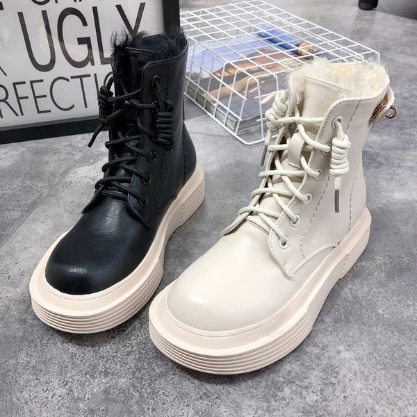 

shoes women winter ins tide net red street shooting wild thick bottom high-harajuku casual shoes super fire plus velvet cott, Black