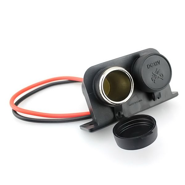 

2 in1 2 way ette lighter plug waterproof dual power port ciga lighter socket adapter w/ cover for car moto auto accessories