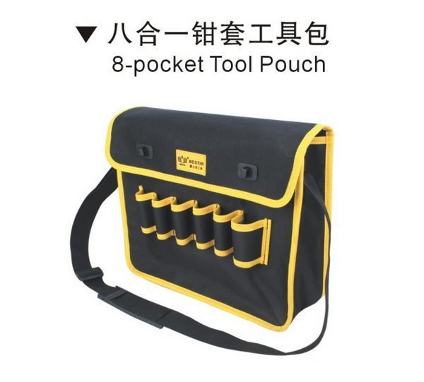 

r taiwan made oxford complex material heavy duty multi-use 8 pockets tool bag with shoulder strap no.05154