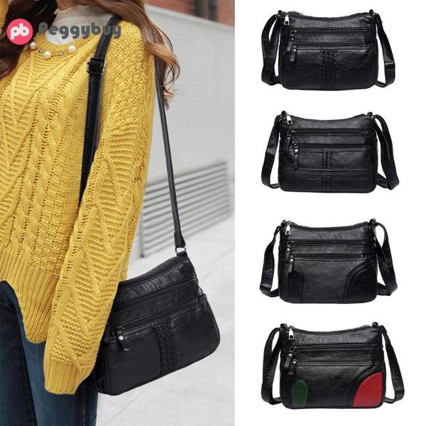 

мода плеча crossbody сумки женщины кожа pu soft solid color сумка multi-карман на молнии путешествия шоппинг сумки