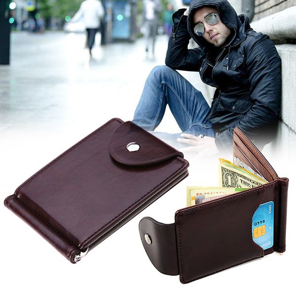 

men wallet purse short design fashion buckle pu leather durable for money card coin sale-wt, Red;black