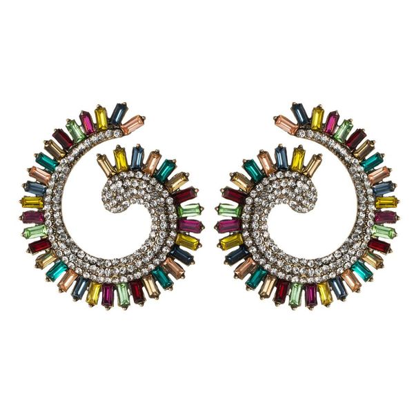 

5color resin crystal geometric stud earrings for women fashion jewelry bohemian collection earrings accessories, Golden;silver