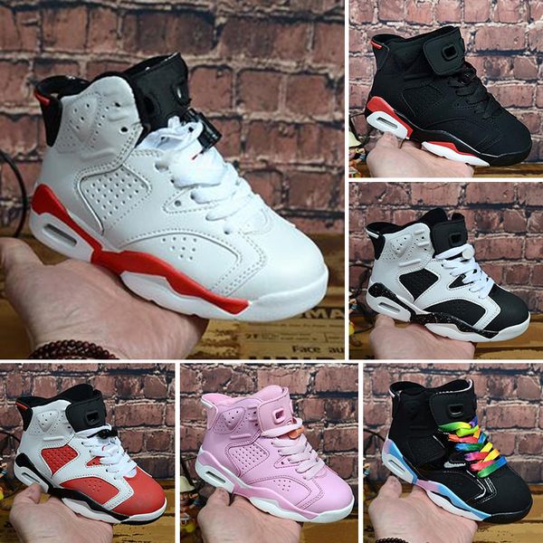 

Nike Air Jordan 6 Большой мальчик кроссовки Kids 7s Classic 6 баскетбольные кроссовки на чистых деньгах девушка мужчины Женщины кроссовки все белые высокие спортивные кроссовки Michael Sports 28-35