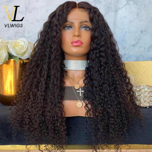 

vlwigs 360 lace frontal wig pre plucked with baby hair glueless curly human hair wigs for black women brazilian remy ry27, Black;brown
