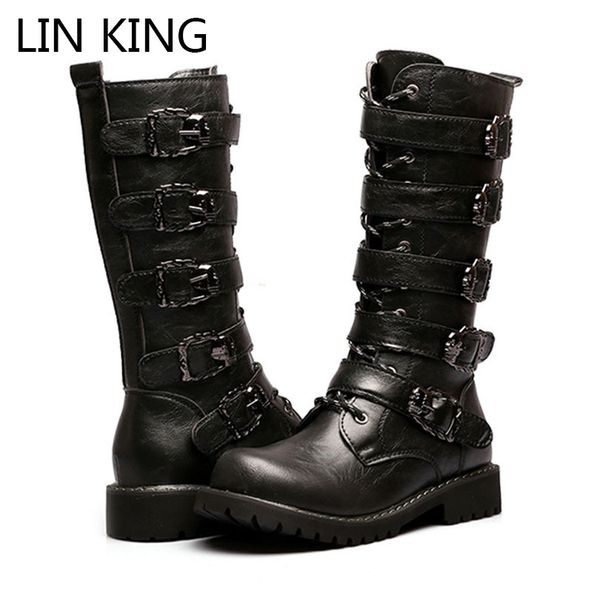 

lin king vintage болой ѬазмеѬ 46 мђжин длинне апоги еѬнй занђѬова мооикл ап, Black