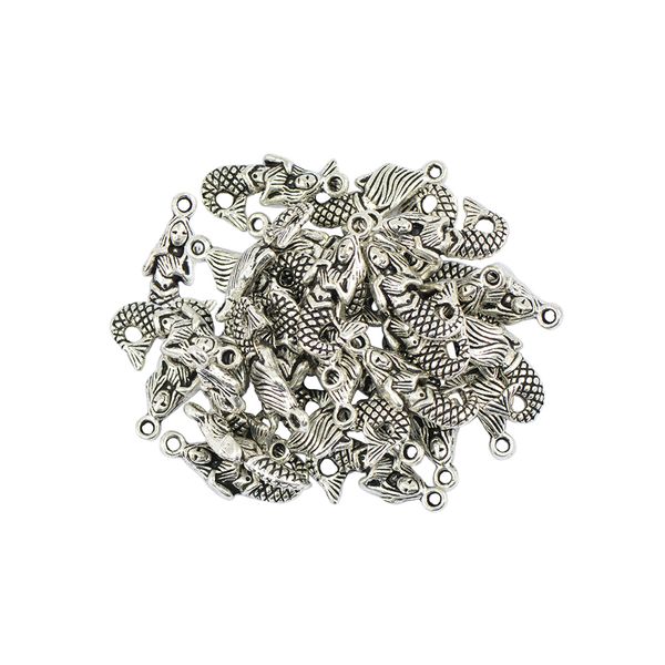 

lot 30pcs vintage tibetan silver metal mermaid charm pendants jewelry making, Black