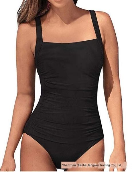 

teng wei 2019 one-piece pure color lady teng wei 2019 one-piece swimsuit pure color lady swimsuit swimsuit, White;black