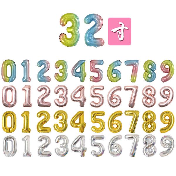 

32 inch helium air balloon number letter shaped gold silver inflatable ballons birthday wedding decoration event party supplies dhl
