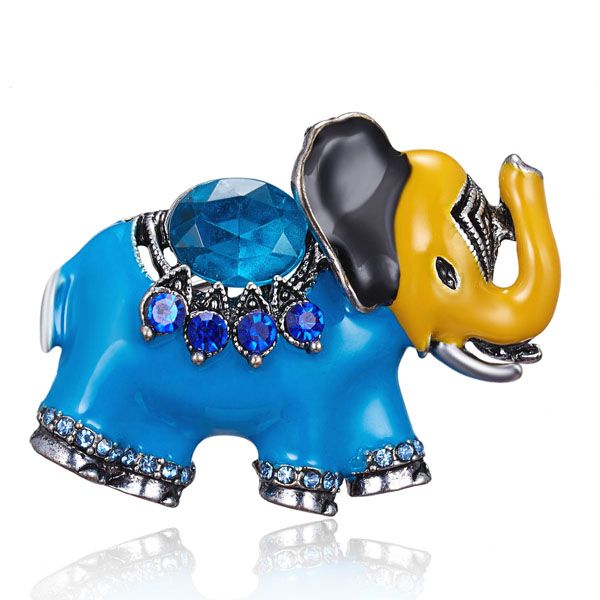 

fashion jewelry cartoon elephant brooch rhinstone colorful glaze elephant brooch s531, Gray