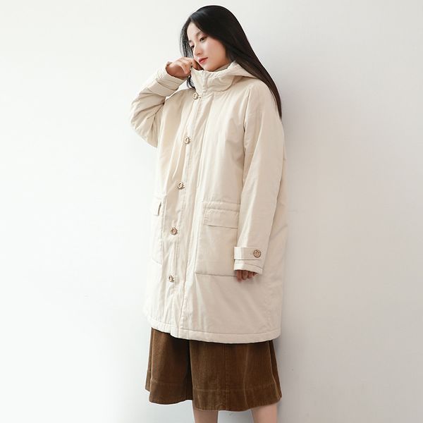 

large size women's 2019 winter new cotton women's long section hooded cotton coat large pocket clothing women, Black