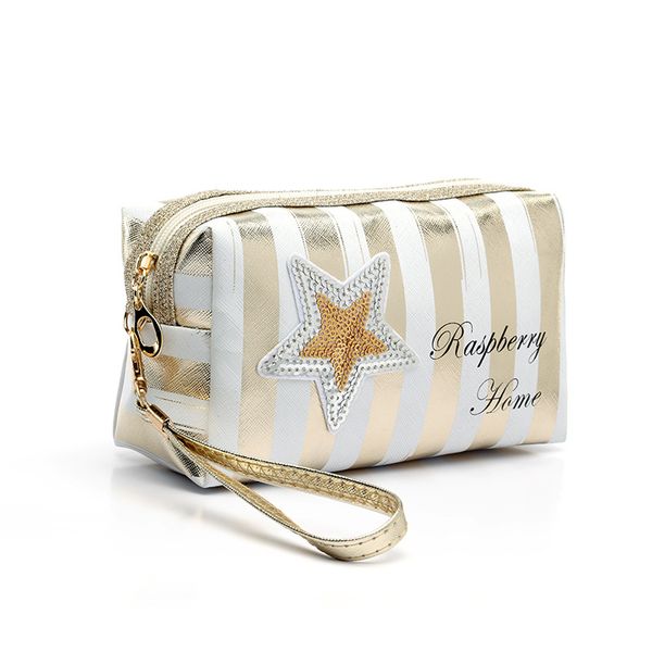 

colorful stripe handbags makeup bags for women star letter cosmetic bag travel storage bags 6 colors mixed color