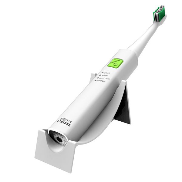 

lansung ultrasonic sonic electric toothbrush usb rechargeable tooth brushes with 4 pcs replacement heads & 1 toothbrush holder
