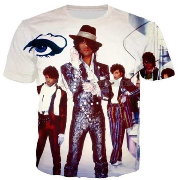 

fashion pop singer prince rogers nelson t-shirt 3d printed women/men summer funny short sleeve t-shirt casual k728, White;black