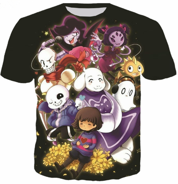 

anime cartoon game undertale harajuku new fashion t-shirt 3d print men/womens summer round collar short sleeve casual k965, White;black