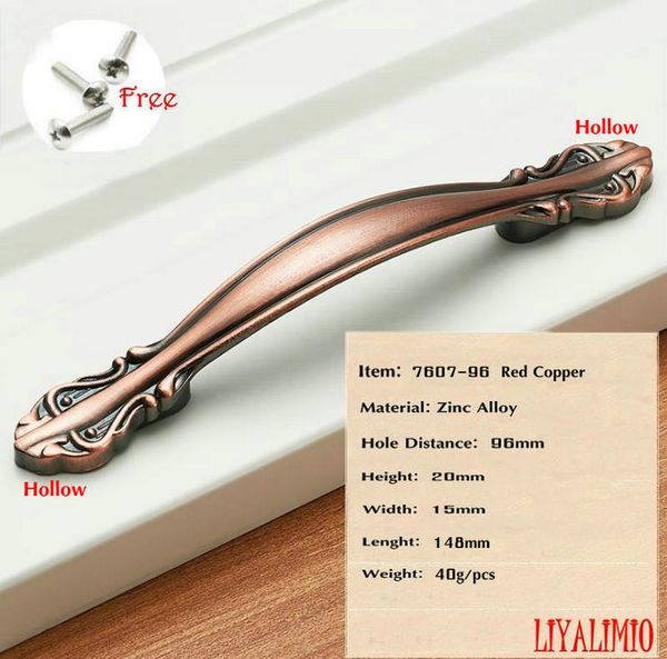 2019 7607 96 Red Copper Color Door Handles Wardrobe Drawer Pulls