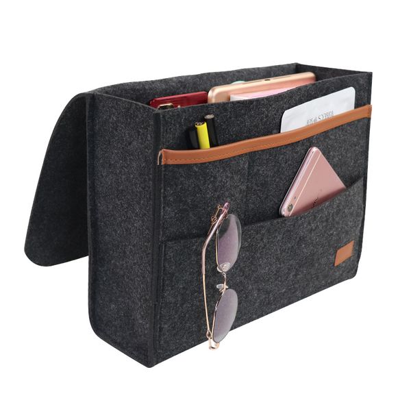 

large capacity felt storage bag bedside sofa hanging sundries holder table magazine cellphone organizer
