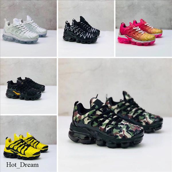 

2020 tn plus toddlers kids breathable cushion running shoes baby children boys girls trainer bumblebee triple black sports sneakers