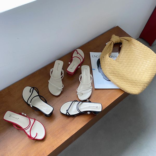 

low slippers casual shoes square heel slides cross-tied slipers women block 2020 rome rubber hoof heels pu scandals, Black