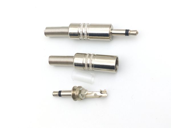 50 Stück 3,5 mm Mono-Klinkenstecker aus Metall mit Lötanschluss für Audio-Adapter