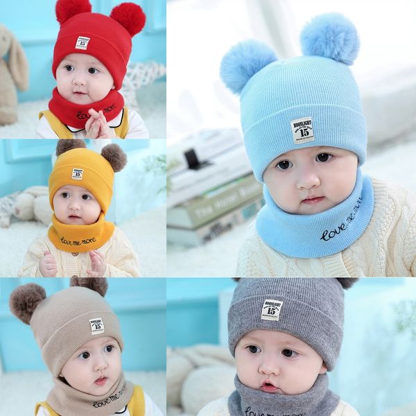 

children's wool scarf set scarf knitted baby wool hat baby knitted hat, Yellow