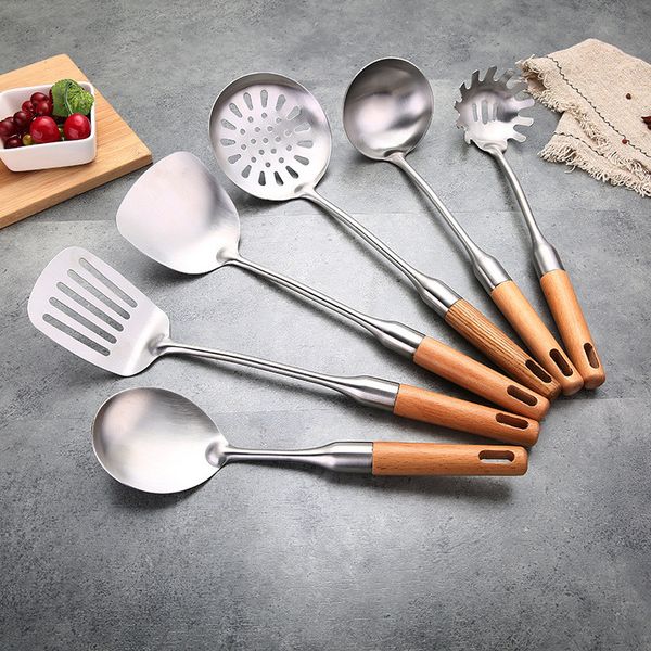 

wood handle kitchen utensils stainless steel cooking utensils cooking tool metal utensils home restaurant star l