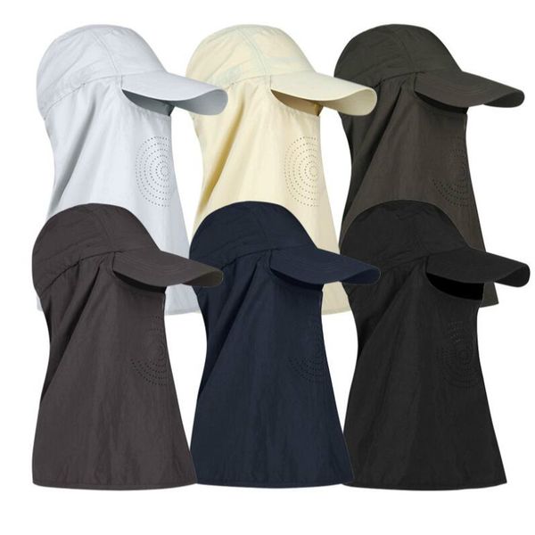 

summer fishing hat with neck cover solid sunscreen sun hat casual snapback bucket outdoor sports beach panama fishermen bob