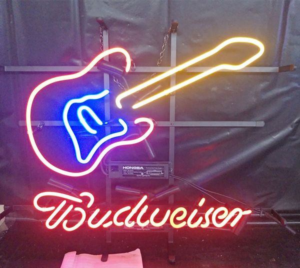 

factory violin & budweiser led glass tube neon signs lamp lights advertising display bar decoration sign metal frame 17'' 20