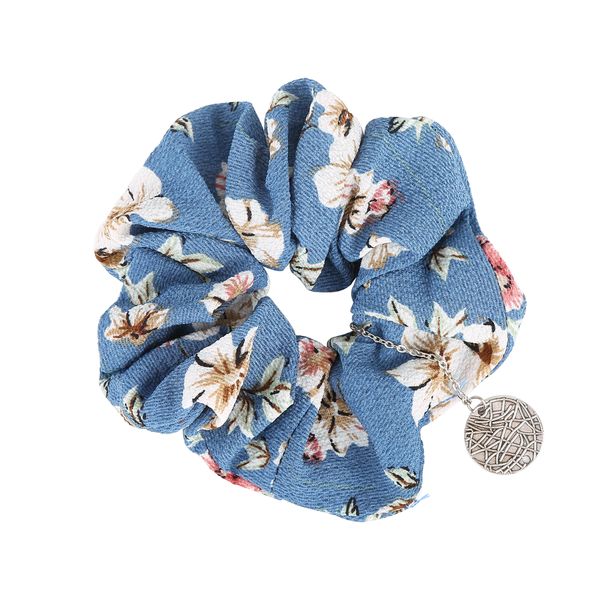 

small fresh floral large intestine circle seamless stretch fabric hair ring hair rope female jewelry, Silver