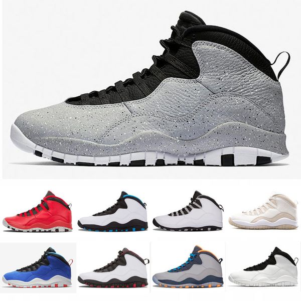 

basketball shoes jumpman 10 seattle cement kids mens shoes cool grey i'm back chicage powder blue steel grey trainers retro sports snea, Black