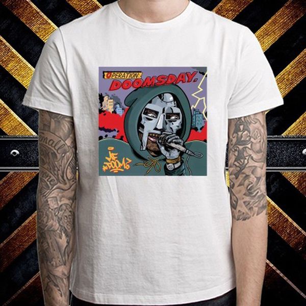 

mf doom operation doomsday album cover t-shirt comfortable t shirt casual short sleeve print 100% cotton short sleeve t-shirt, White;black
