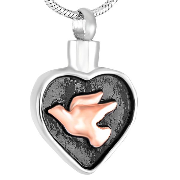 

новый z3330 серебро розовое золото домашнее животное память ювелирные изделия-мир голубь в моем сердце нержавеющая сталь кремация урна ожере, Silver