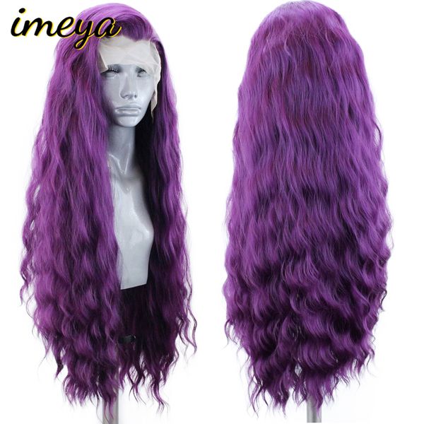 Purple Hair Color 150 Density 24 Inch Long Body Wave Wig Heat