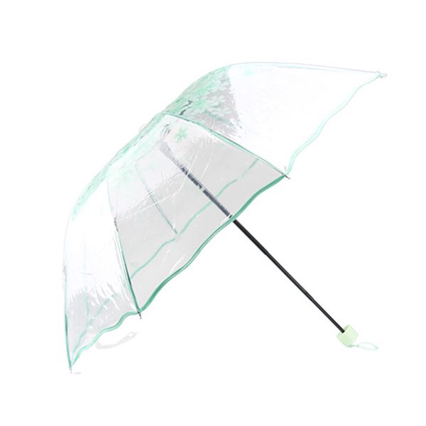 

transparent lightweight clear rain cute sunshade sakura 3-fold women umbrella wind resistant outdoor cherry blossom strong