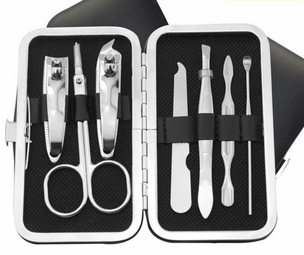 

100set 7pcs/set portable stainless steel nail art manicure care tool mini finger toe cutter clipper file scissor tweezer new