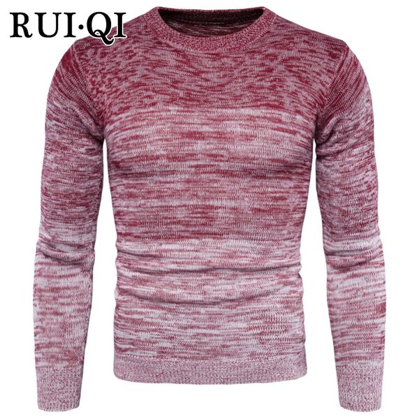 

rui qi casual sweater men round neck pullovers knitting sweater gradient color fashion slim -3xl k-17-y963, White;black