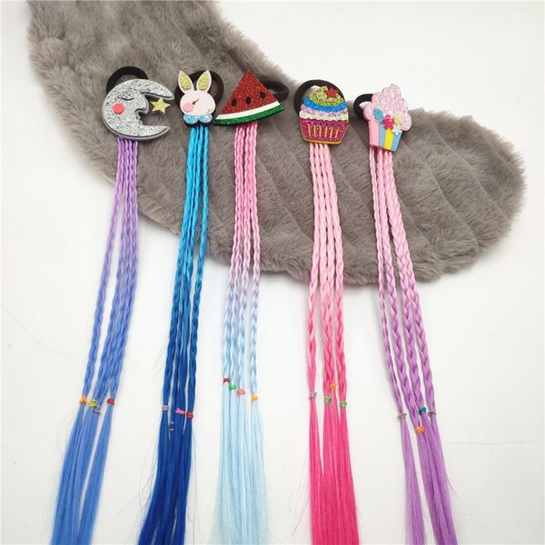 

hair wig for kids girls braid elastics hair bands rope ties ponytail headwear ice cream bobbles headband accessories 50pcs 0212, Slivery;white