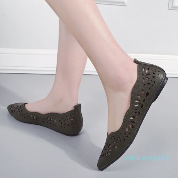 

2020 summer women new shallow shoes fashion soft loafers flat lady casual breathable non-slip pointed toe flats j15-87 cn01, Black