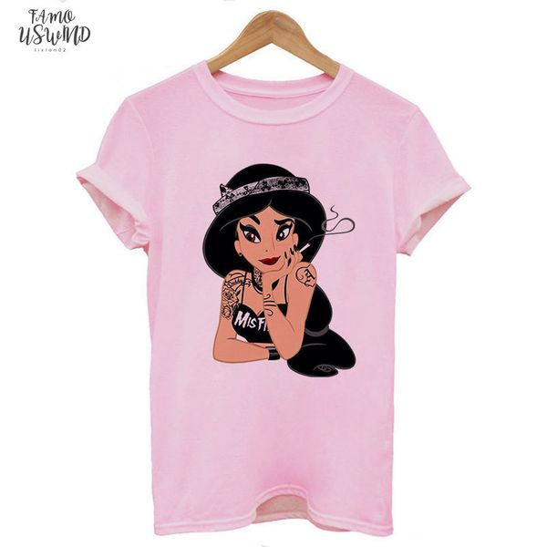 

tattoo princess funny t shirts women clothes harajuku thin section tshirt leisure fashion aesthetic punk van gogh gothic t shirt, White
