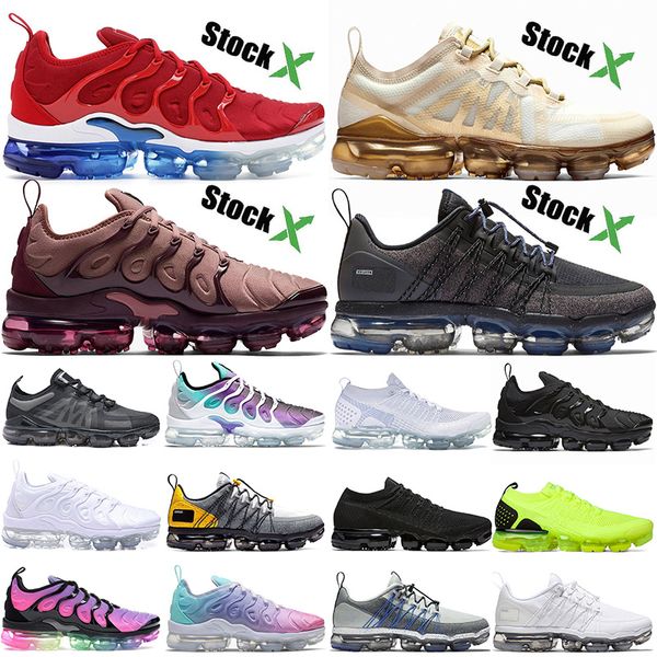

2020 new mens womens trainers air vapormax tn plus fly knit smokey mauve black lace gold usa regency purple sports sneakers stock x